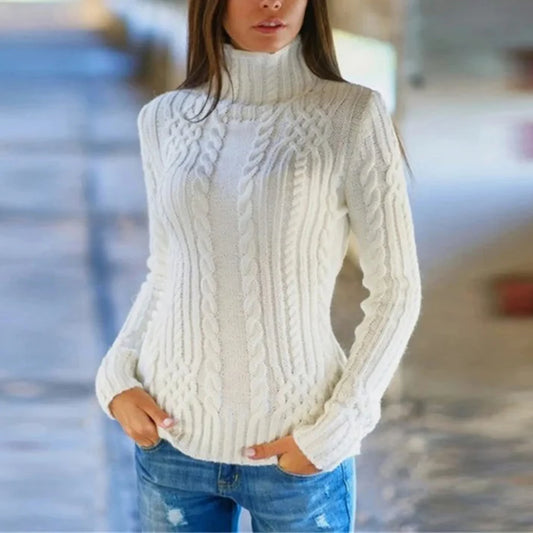 Vrouwen kabelgebreide turtleneck trui | Yelry Trui