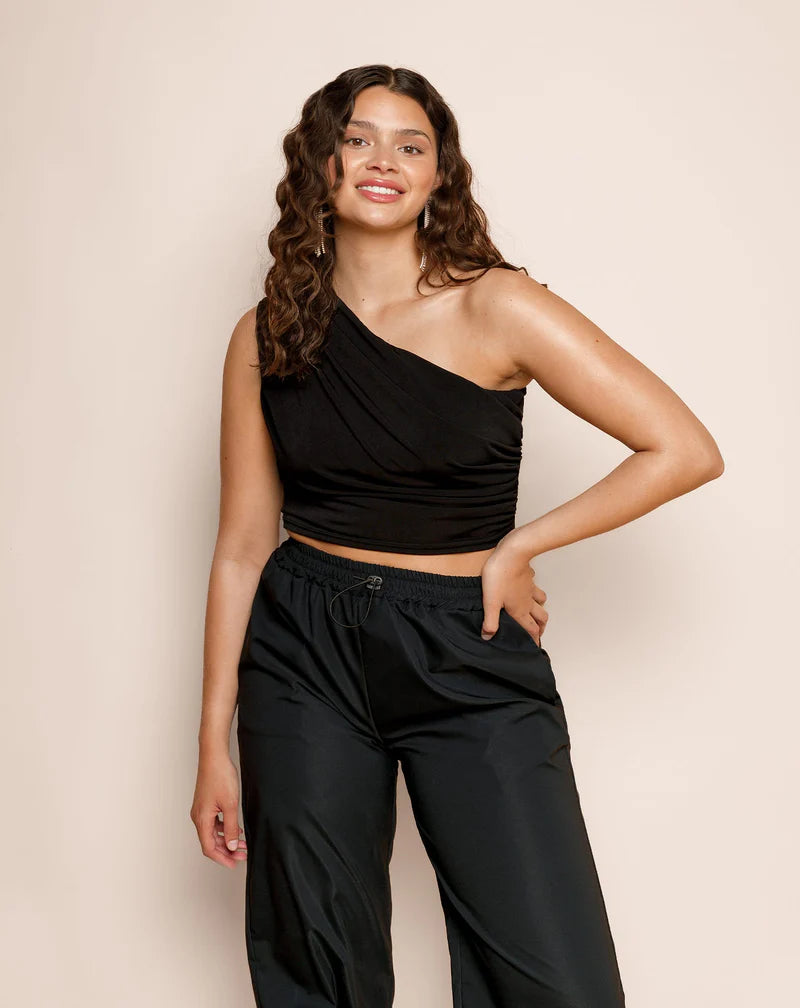 Zwarte Crop Top Bodysuite | Thalina