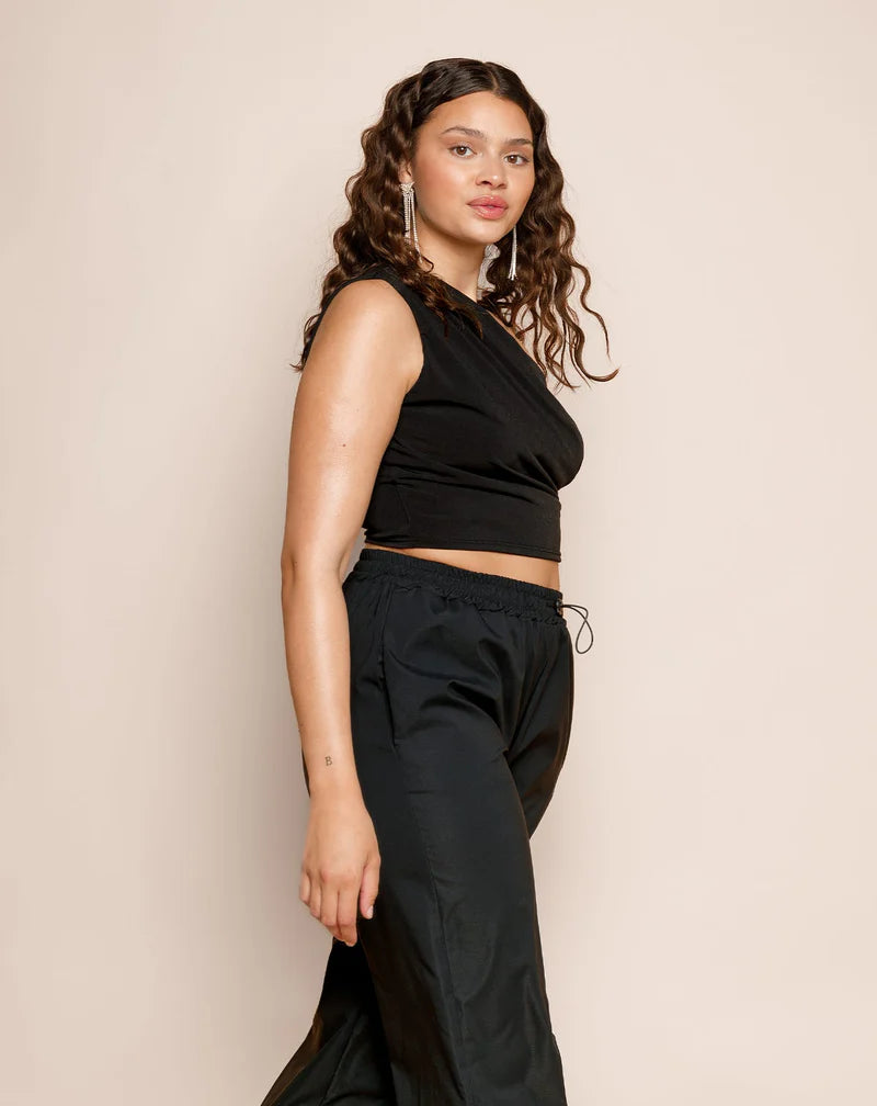 Zwarte Crop Top Bodysuite | Thalina