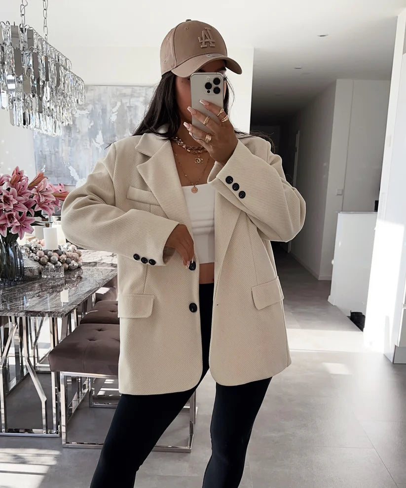 Beige Oversized Blazer | Jenee