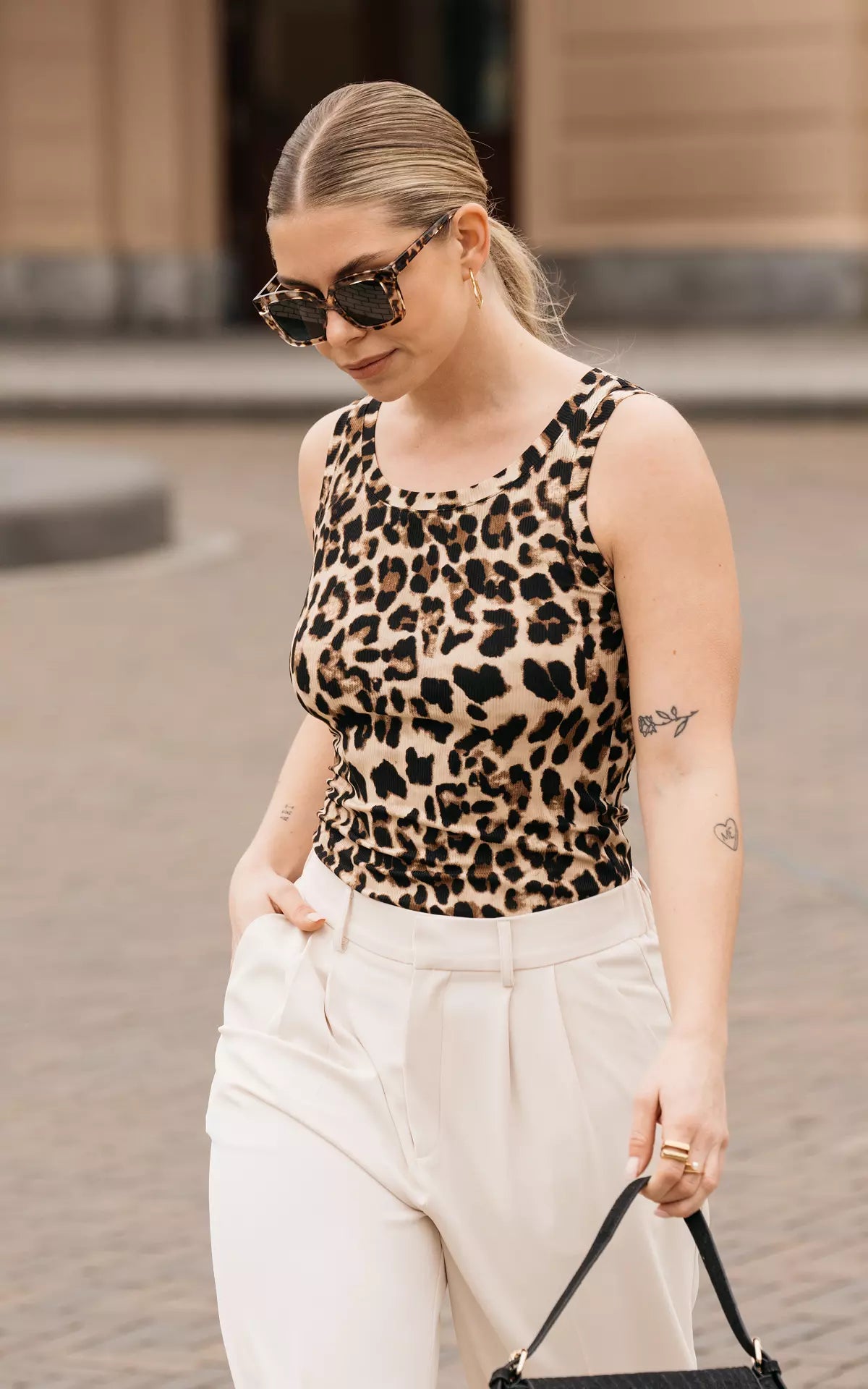 Leopard Print Top met Ronde Hals | Mia