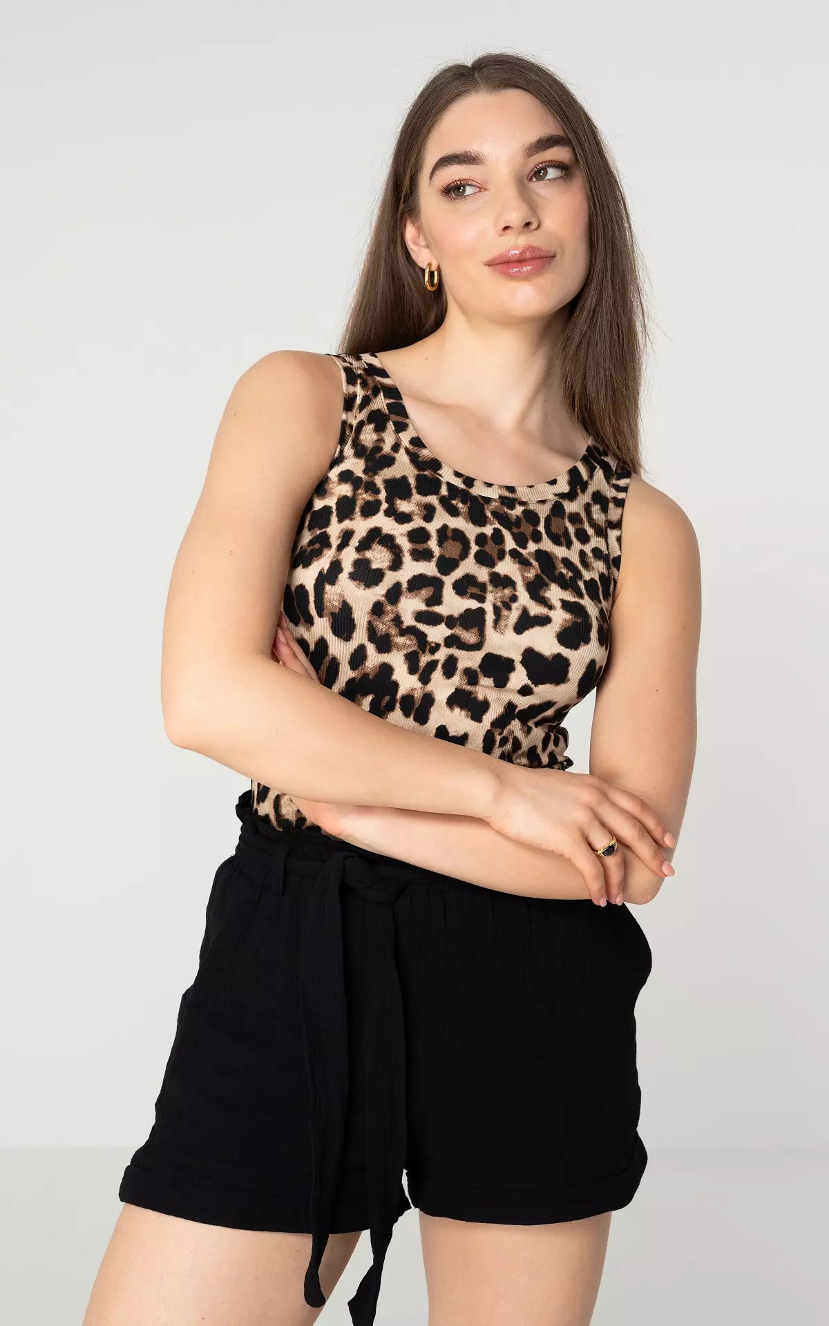 Leopard Print Top met Ronde Hals | Mia