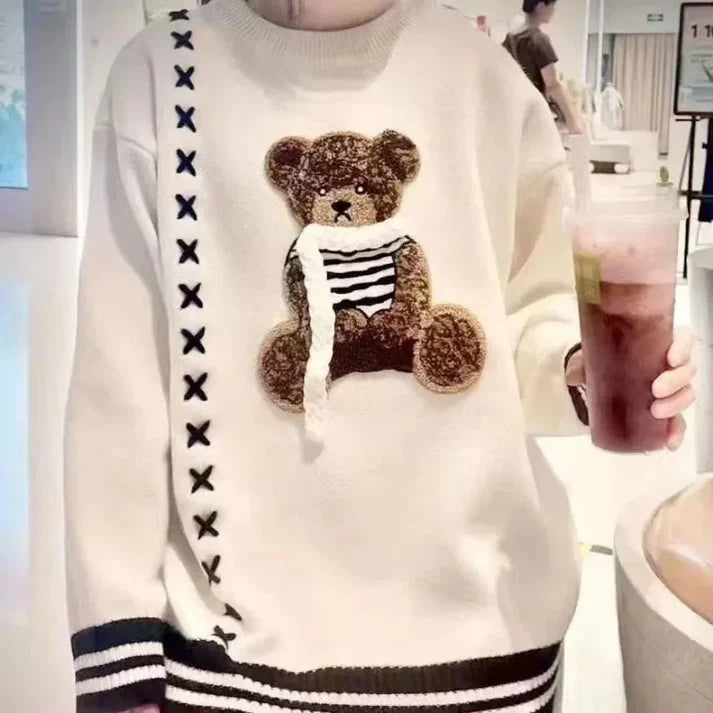 Casual Teddybeer Ronde Hals Trui | Alizah Trui