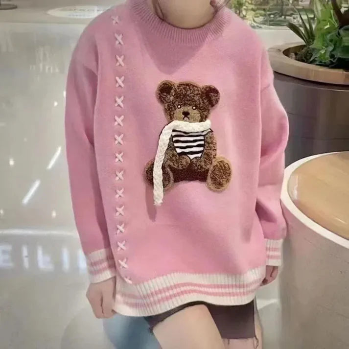 Casual Teddybeer Ronde Hals Trui | Alizah Trui