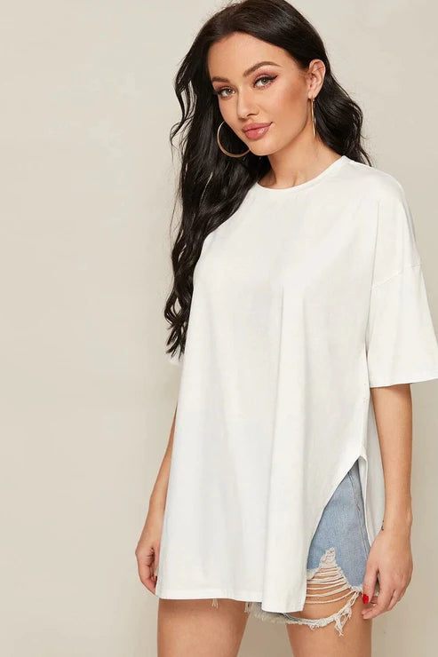 Witte Top met Split Side | Grase