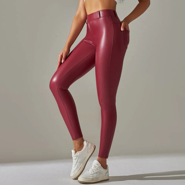 Trendy Hoge Taille Leren Legging | Wayan Broek