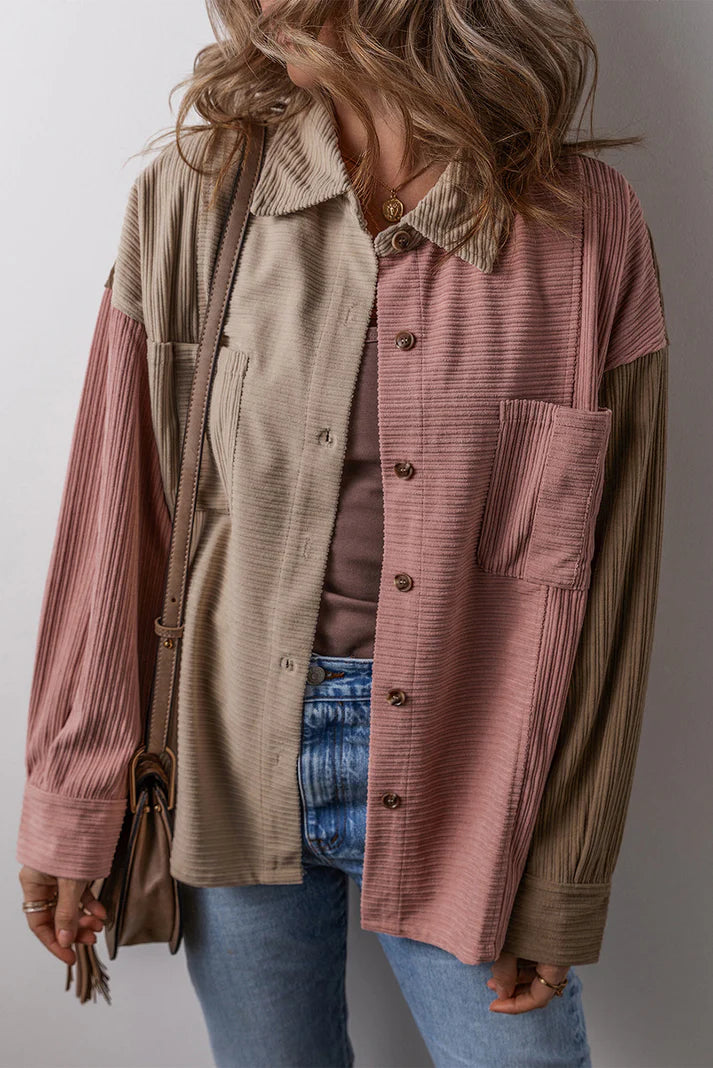 Vrouwen Kleurblok Corduroy Shacket | Xavienne Shacket