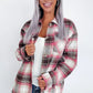 Casual Roze Plaid Flap Pocket Shacket | Xanel Shacket