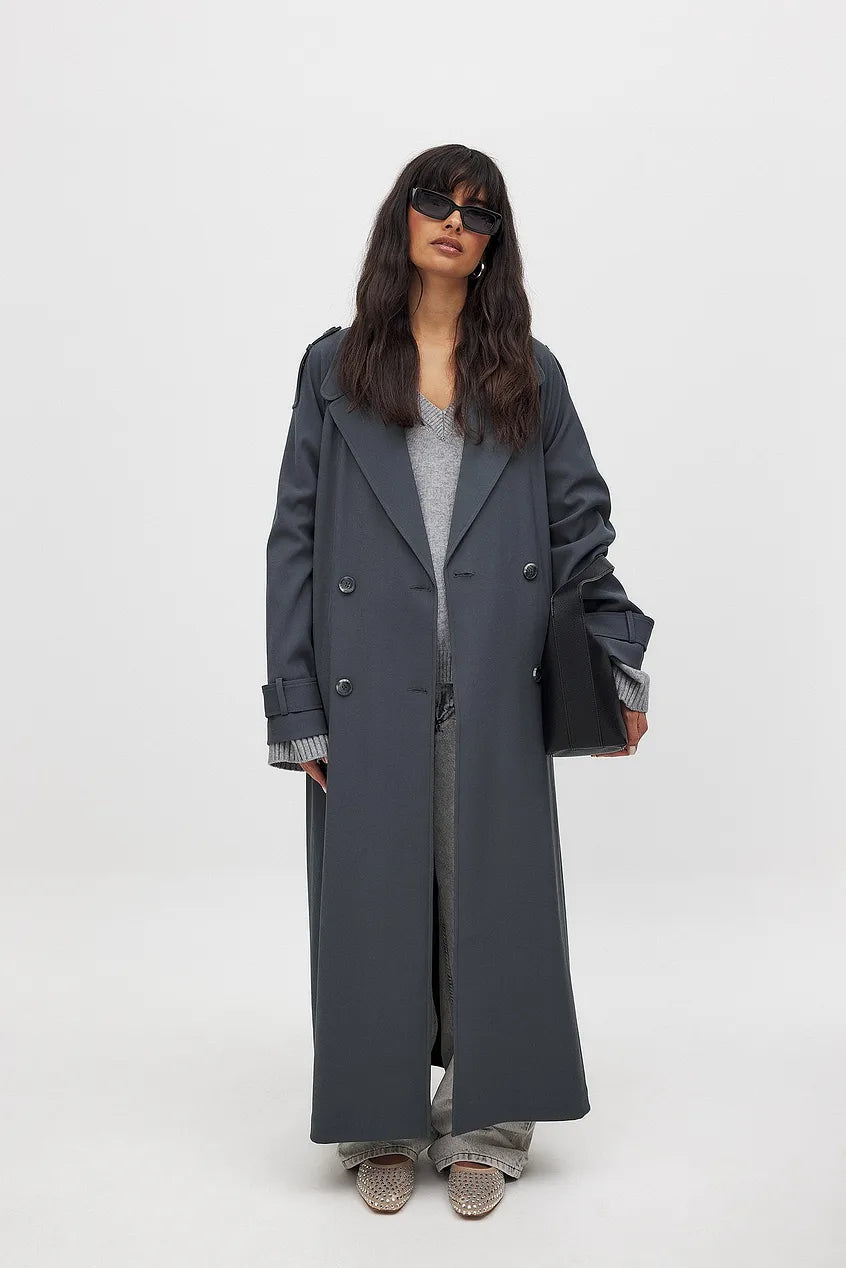 Trenchcoat in Zwart en Donkergrijs | Claire