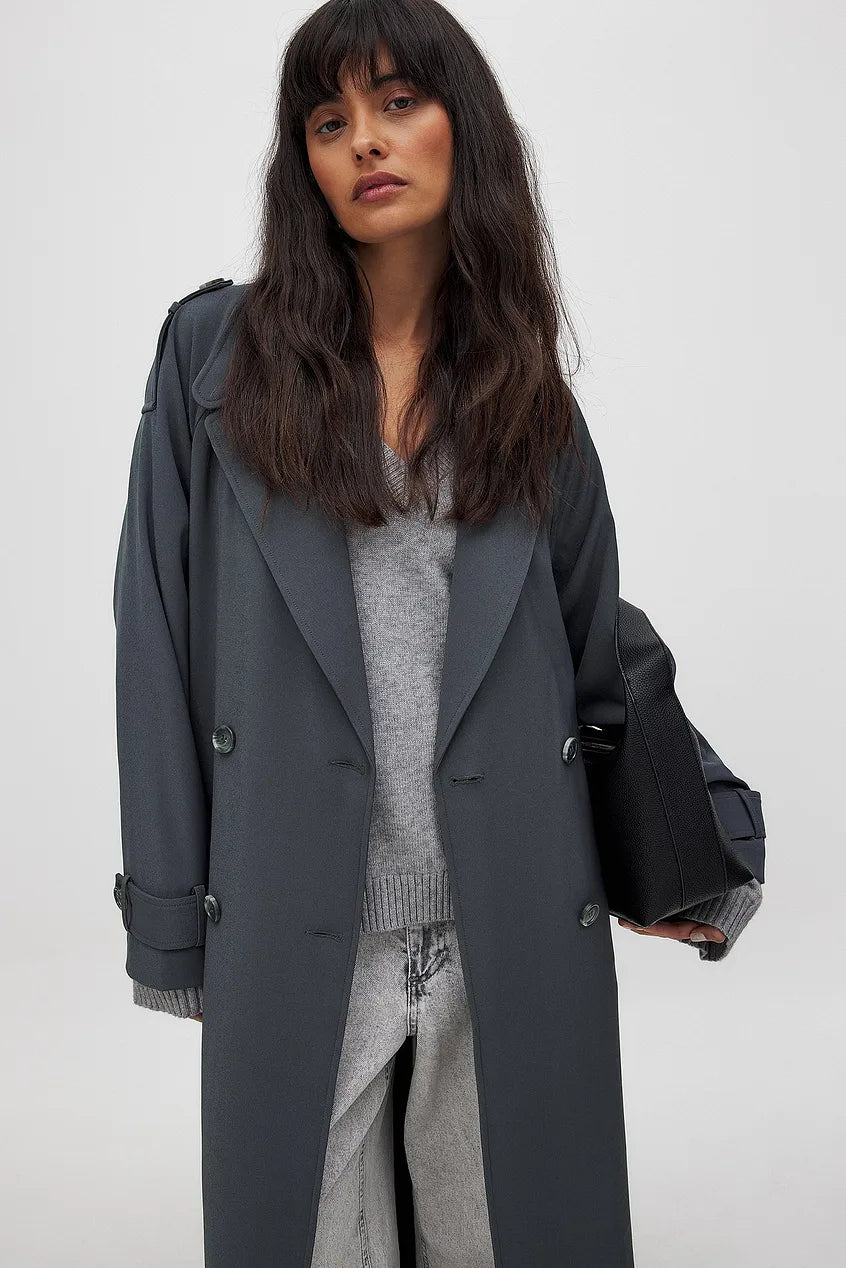 Trenchcoat in Zwart en Donkergrijs | Claire