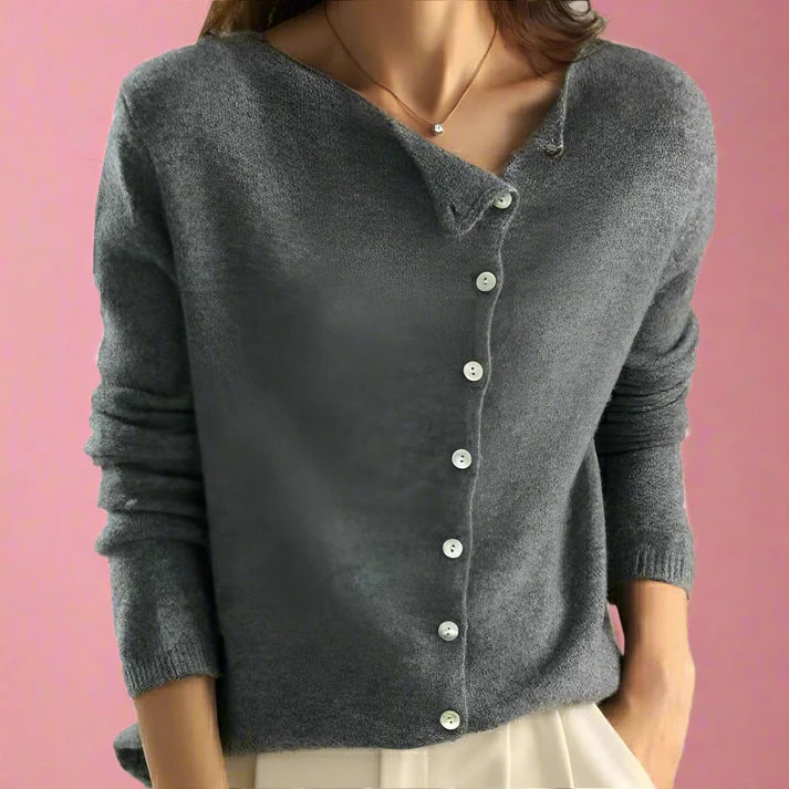 Cardigan met Asymmetrisch Knopenontwerp | Myrthe Trui